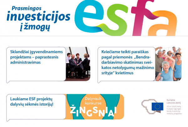 Kviečiame skaityti Europos socialinio fondo agentūros naujienlaiškį