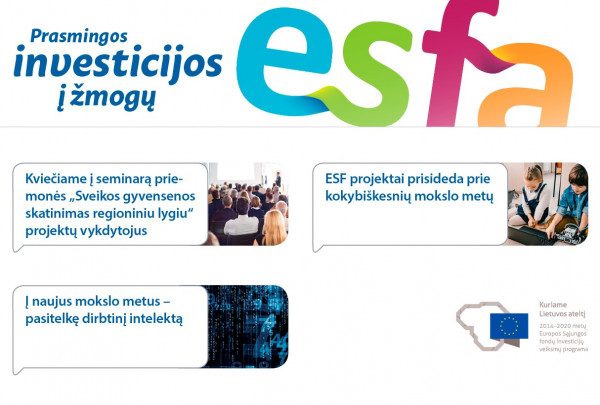 Kviečiame skaityti Europos socialinio fondo agentūros naujienlaiškį!