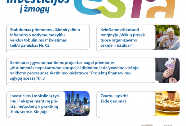 Kviečiame skaityti Europos socialinio fondo agentūros naujienlaiškį