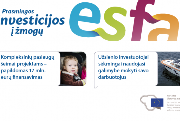Kviečiame skaityti Europos socialinio fondo agentūros naujienlaiškį